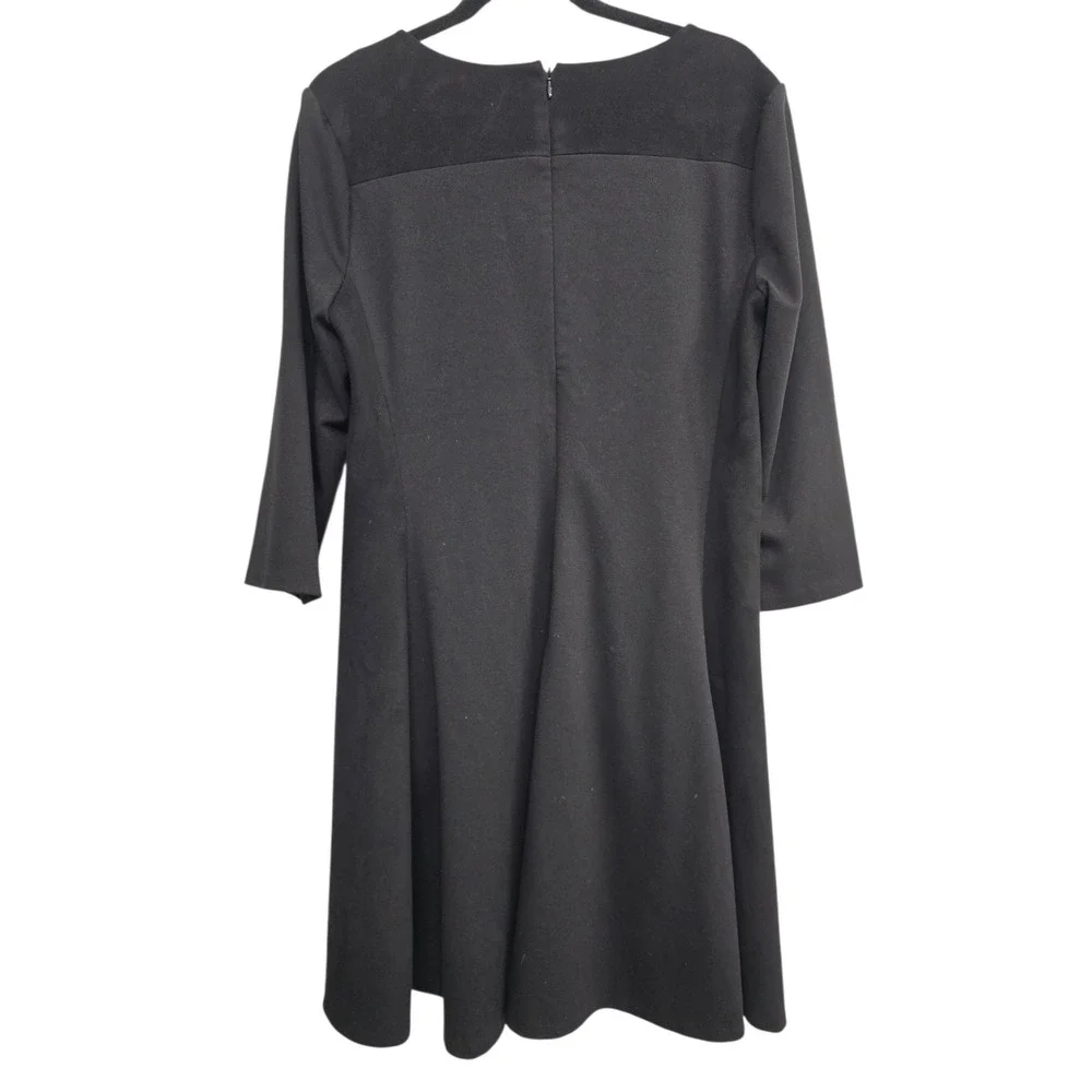 DKNY Black Zip Front Dress 16 Quiet Luxury Modern Minimalist Power Dressing City
